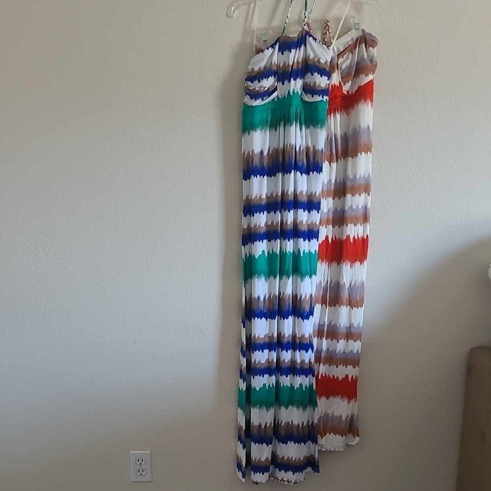Design History Striped Maxi Dresses Tie Dye Blue and Orange Lot Size M